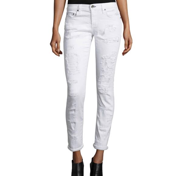 rag & bone White Brigade DRE Distressed Skinny Jean 5 Pocket Stretch Denim 28 - Picture 1 of 13